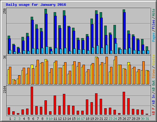 Daily usage for January 2016