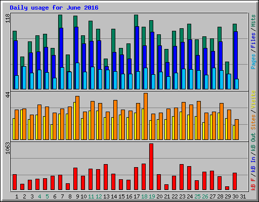 Daily usage for June 2016