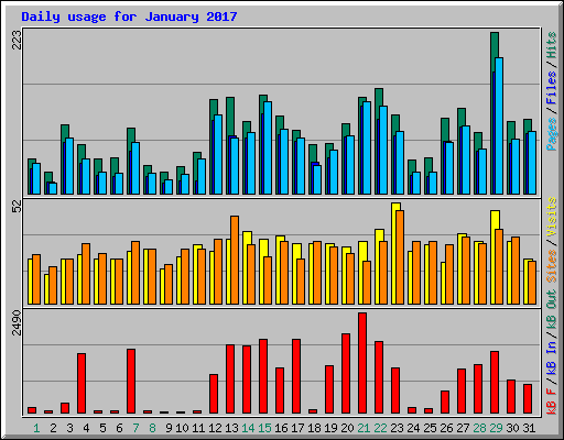 Daily usage for January 2017