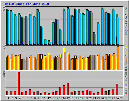 Daily usage for June 2020