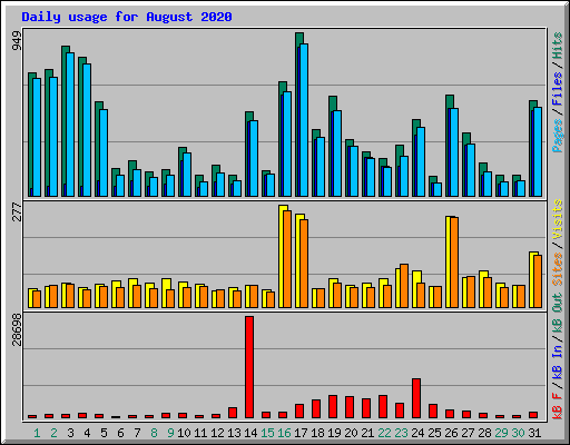 Daily usage for August 2020