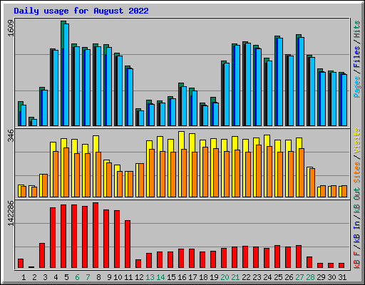 Daily usage for August 2022